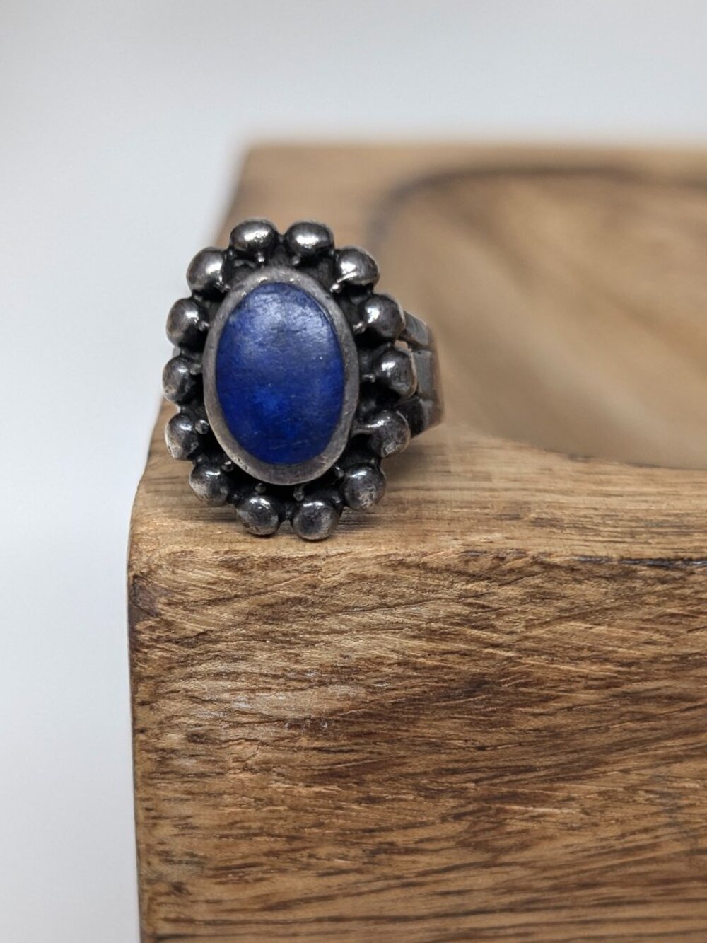 Vintage Lapis Lazuli Sterling Silver Bead American Southwest Ring Size 5